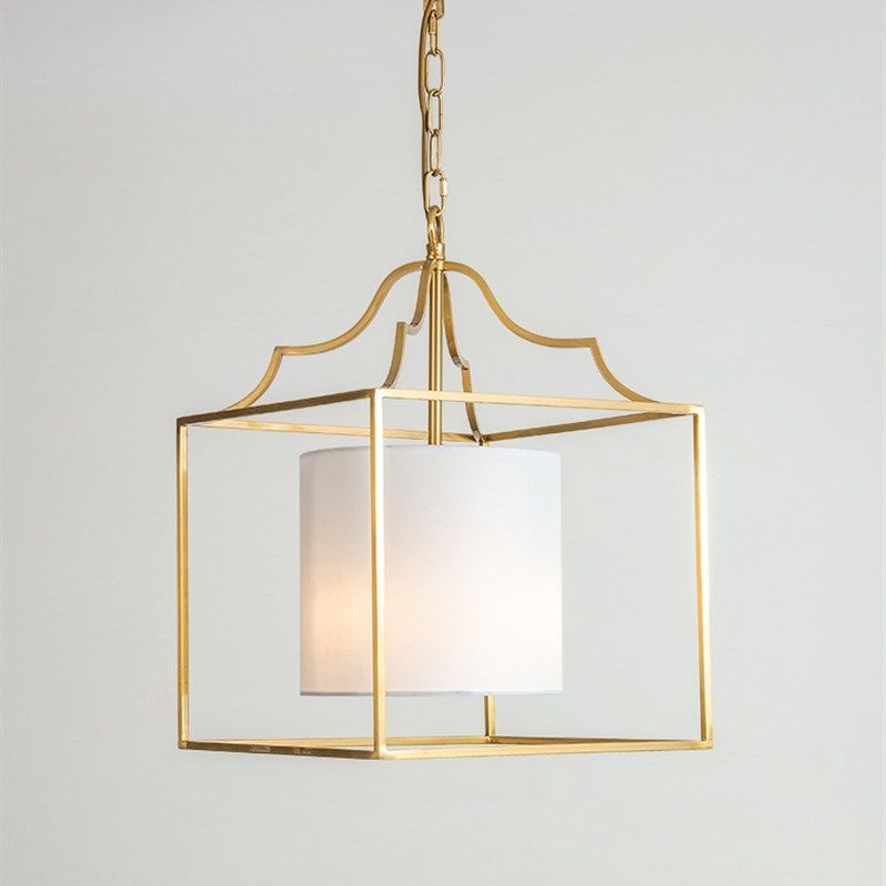 美式乡村吊灯餐厅灯复古正方形书房卧室个性创意阳台玄关门厅灯具