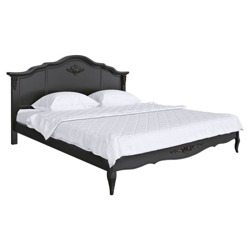 法式复古双人实木床黑色高柱美式雕花主卧公主床小户型轻奢大床