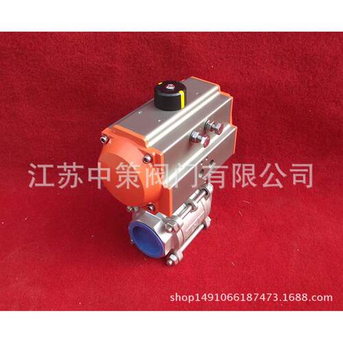 Q611F-40P气动不锈钢内螺纹丝扣球阀 气动三片式二片式不锈钢球阀