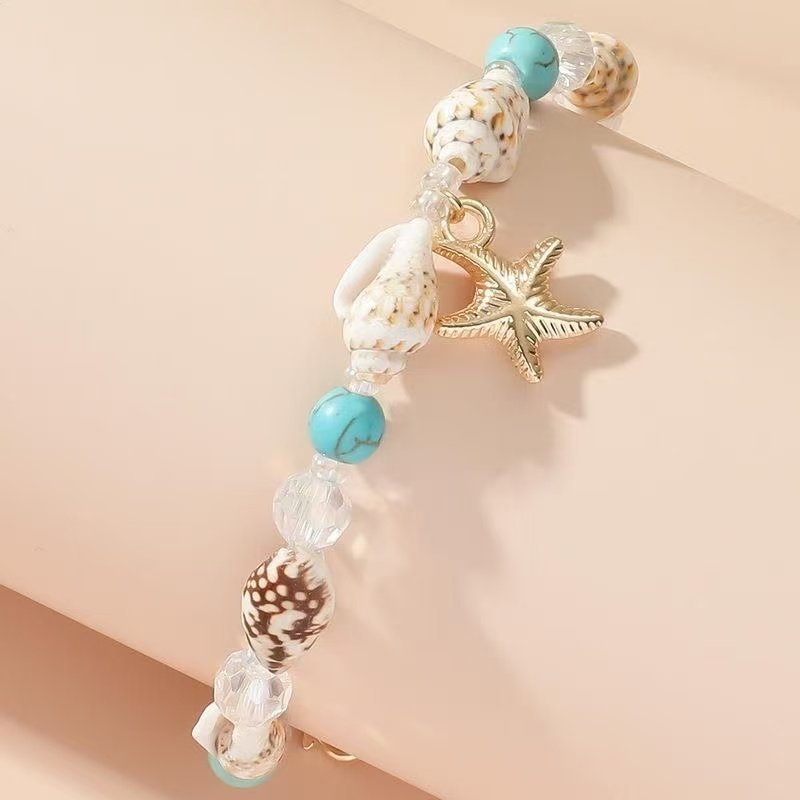 海星贝壳海螺手链套装可调节海边沙滩度假脚链波西米亚民族风项链