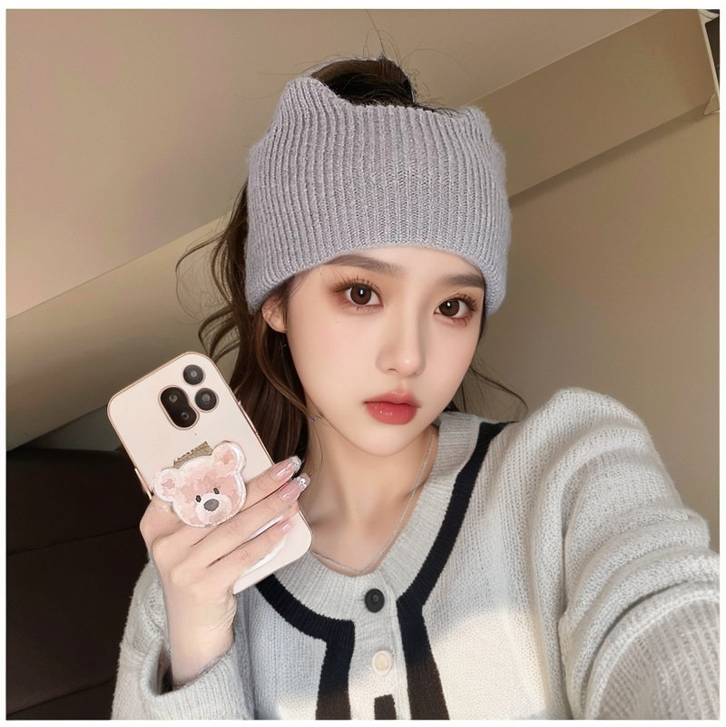 露头发适合扎高马尾帽子女毛线帽