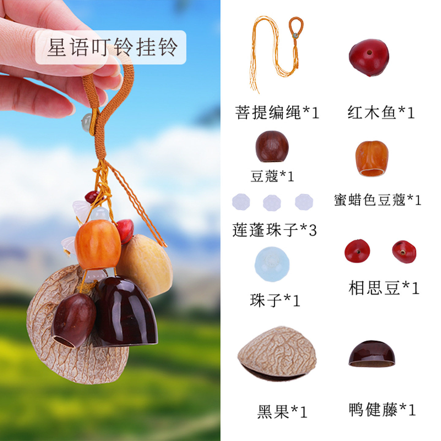 天然果壳种子挂铃材料包手工摇铃