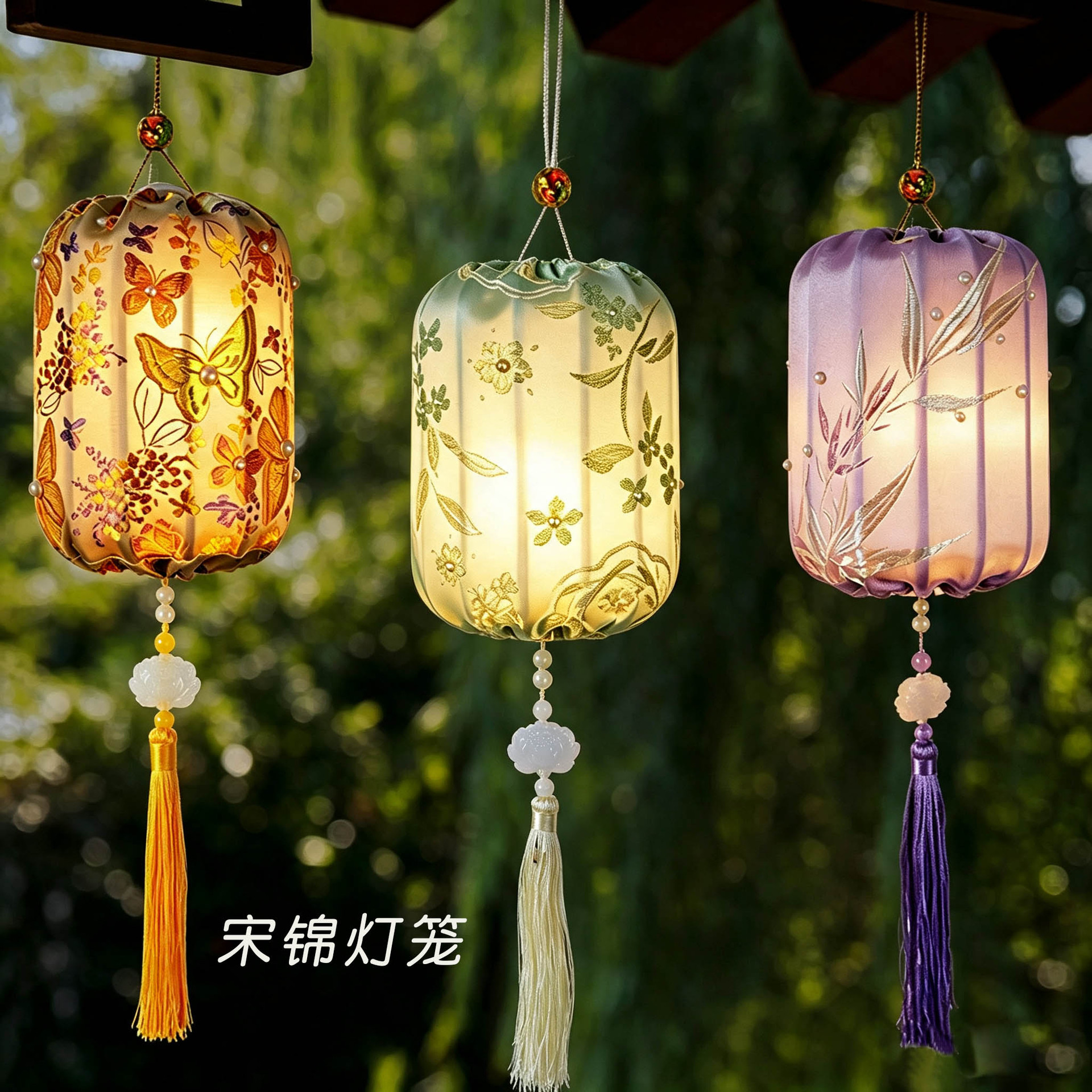 中秋节古风布艺宋锦小灯笼手工diy材料包幼儿园活动中式花灯团建