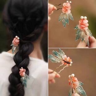 超仙金鱼发簪复古u型发钗新中式高端古风小众设计侧边夹女盘发夹