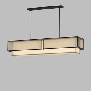 现代新中式 极简长方形餐厅吊灯样板D间书房茶室前台吧台长形吊灯