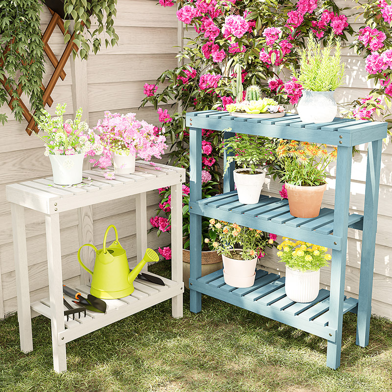 室内实木置物架阳台靠墙多层木头花架户外庭院防S腐木制架子可移