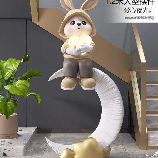 大型兔子客厅落地摆件家居饰品电视柜沙发旁灯公司楼梯乔迁礼物,家居饰品,落地摆件,淘宝优惠券,粉丝福利购,淘宝优惠卷
