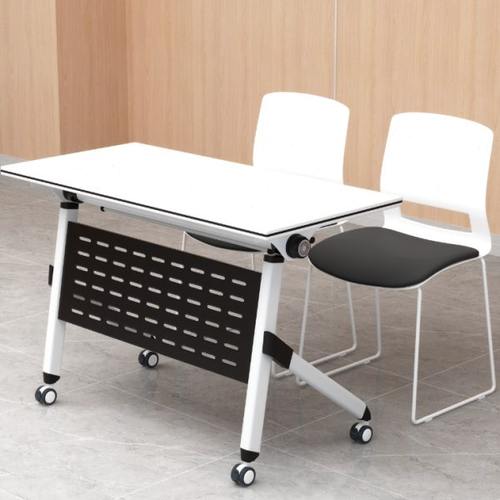 折叠培训桌组合拼接长条椭圆形会议桌教培机构学生课桌滑轮可固定