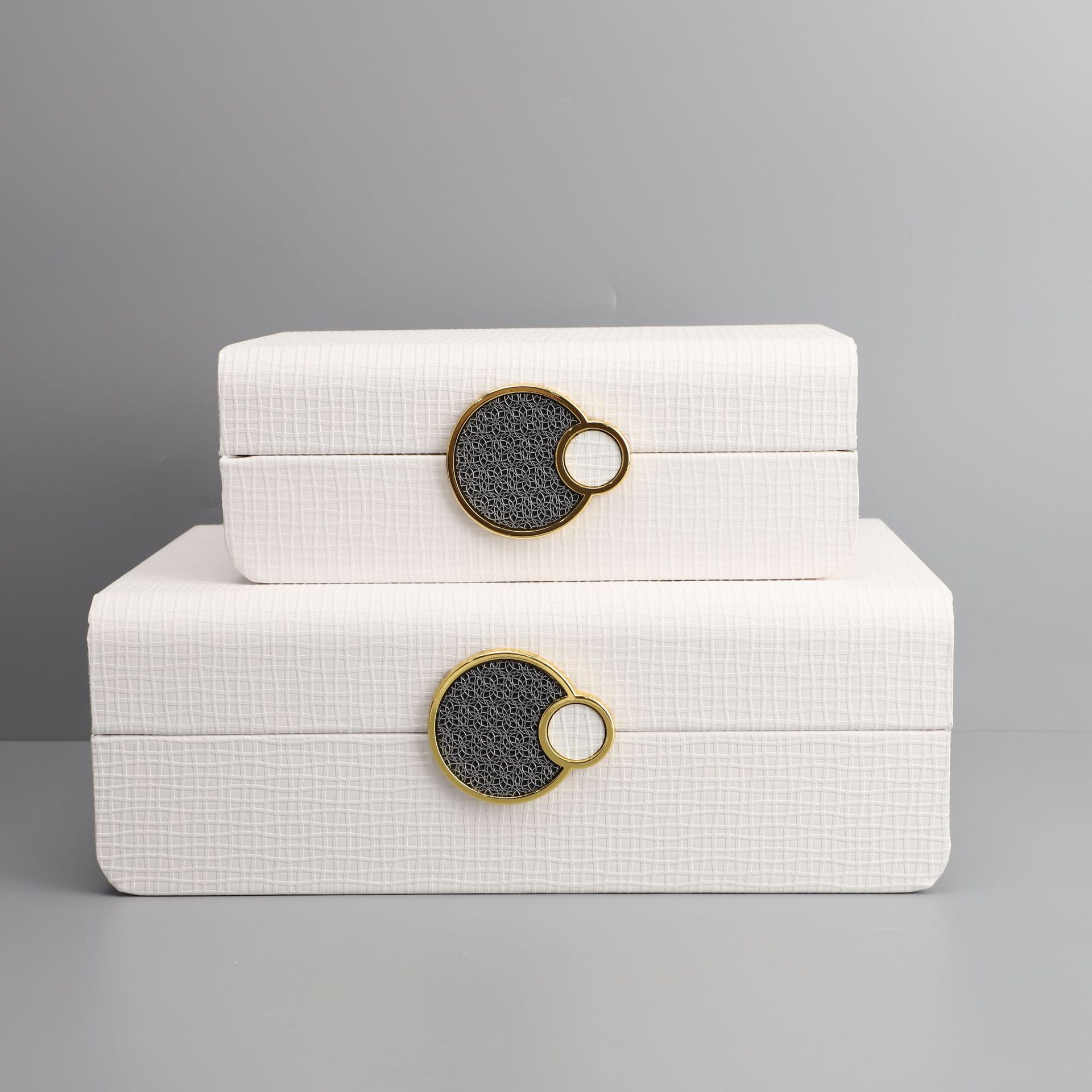 新中式轻奢皮革首饰收纳盒样板房家居玄关电视柜卧室桌面软装摆件