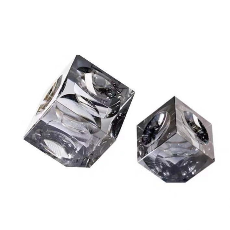 家居现代简约烟灰方形水晶玻璃摆件客厅书房桌面创意抽象软装小饰
