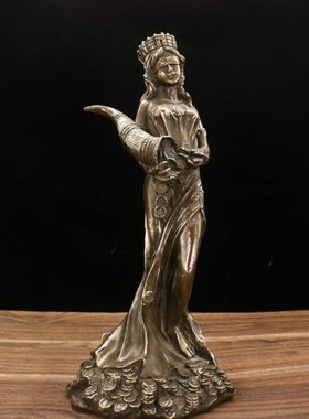 黄铜西洋人美女蜡台摆件 家居客厅供奉桌面装饰工艺品