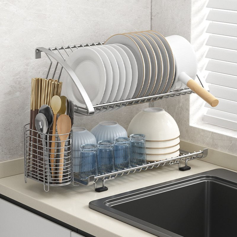 不锈钢厨房置物架碗碟架沥水架碗盘架收纳晾放筷子厨具餐具免安装
