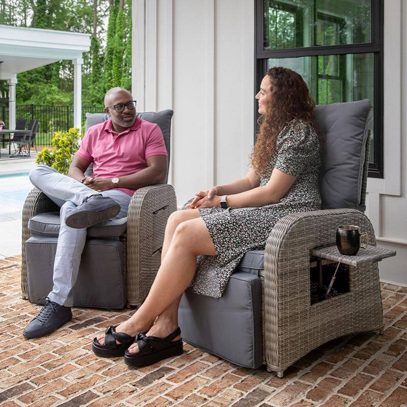 户外沙发藤编休闲阳台庭院花园折叠椅露天样板房桌椅茶几组合躺椅