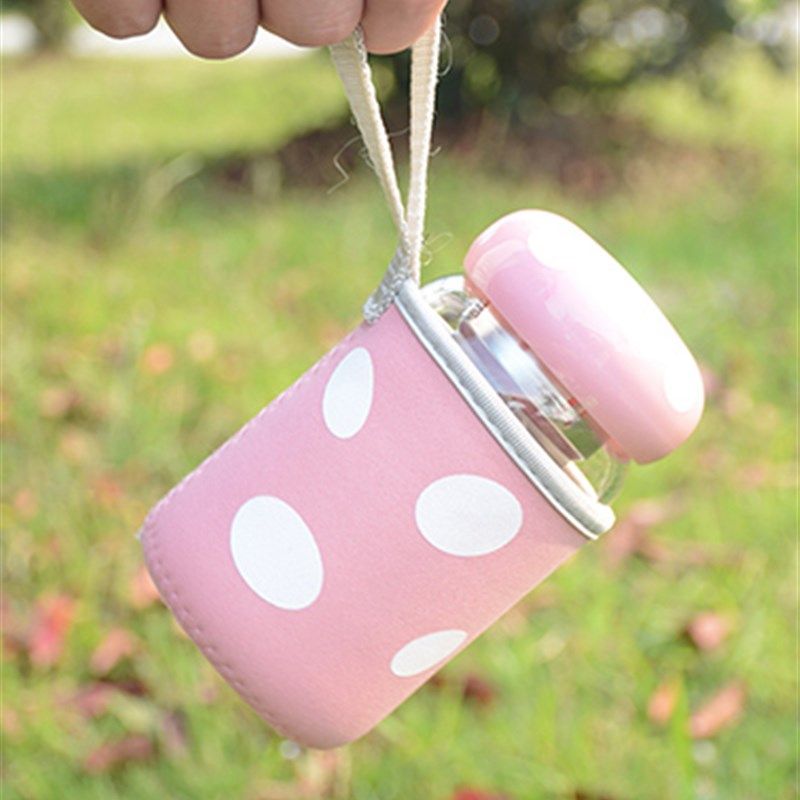 隔热玻璃杯迷你蘑菇杯水瓶202C2年新款水杯带杯套男女生水杯