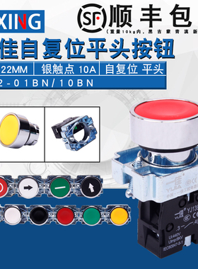 一佳自复位按钮开关XB2-10BN/01BN平头点动常开常闭启动BA31/BA41