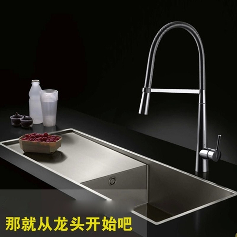 伸缩铜冷热弹簧式抽拉式厨房水龙头水槽洗衣池洗菜盆龙头包邮