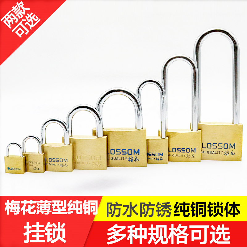 梅花锁铜锁铜挂锁薄型铜挂锁宿舍锁房门锁防盗铜锁仓库大铁门锁