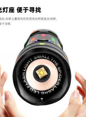 抖音户外白激光远射高亮可变焦手电32850长续航带电显夜光手电筒