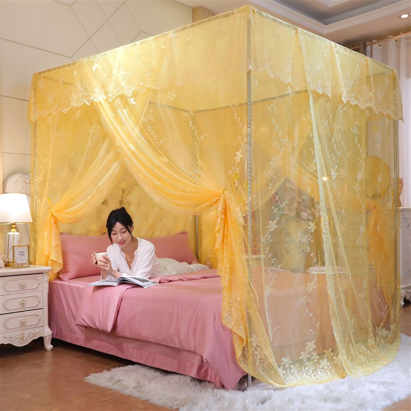 结婚蚊帐1.8m床公主风落地支架宫廷式1.21.5m床加密加厚单门家用