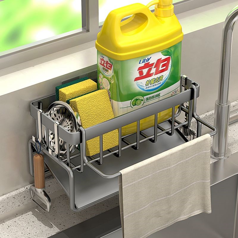 厨房沥水架水池洗洁精海绵s抹布置物架沥水神器钢丝球洗碗池收纳