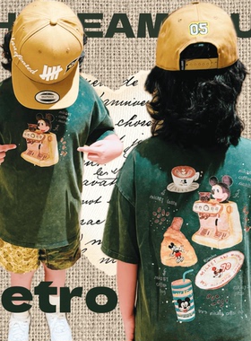 OHDREAM童装复古风水洗做旧米奇T男女童亲子