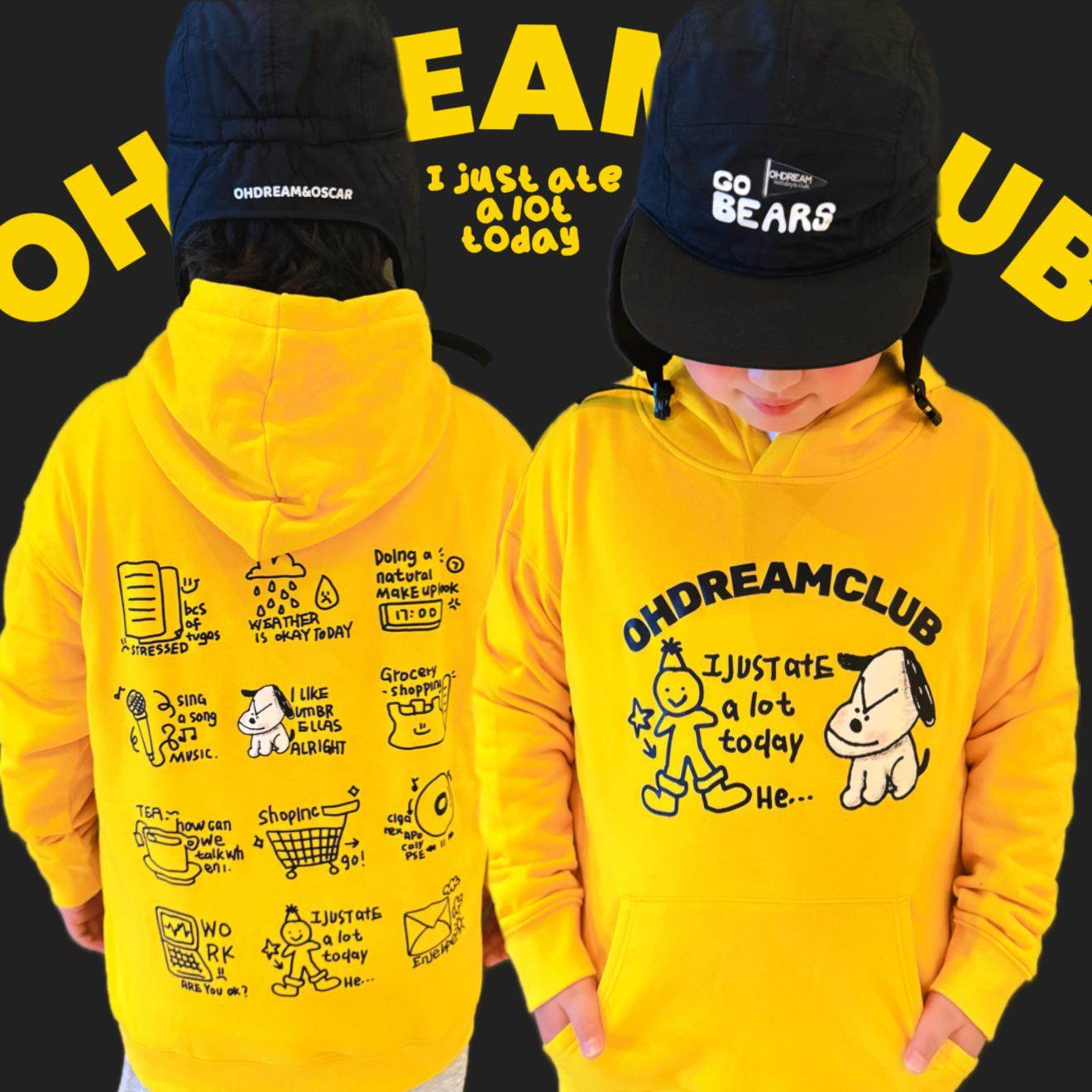 OHDREAM童装手绘系列亮黄色男女童百搭帽衫亲子连帽卫衣