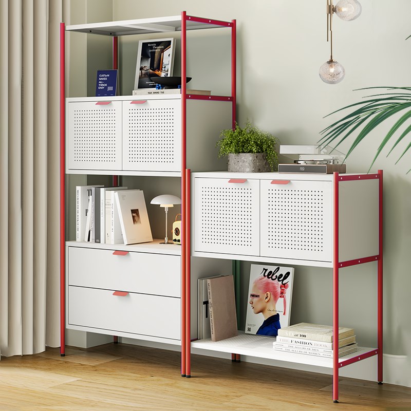 家用客厅抽屉收纳盒柜钢制置物架靠墙置物架落地多层书架Z陈列展