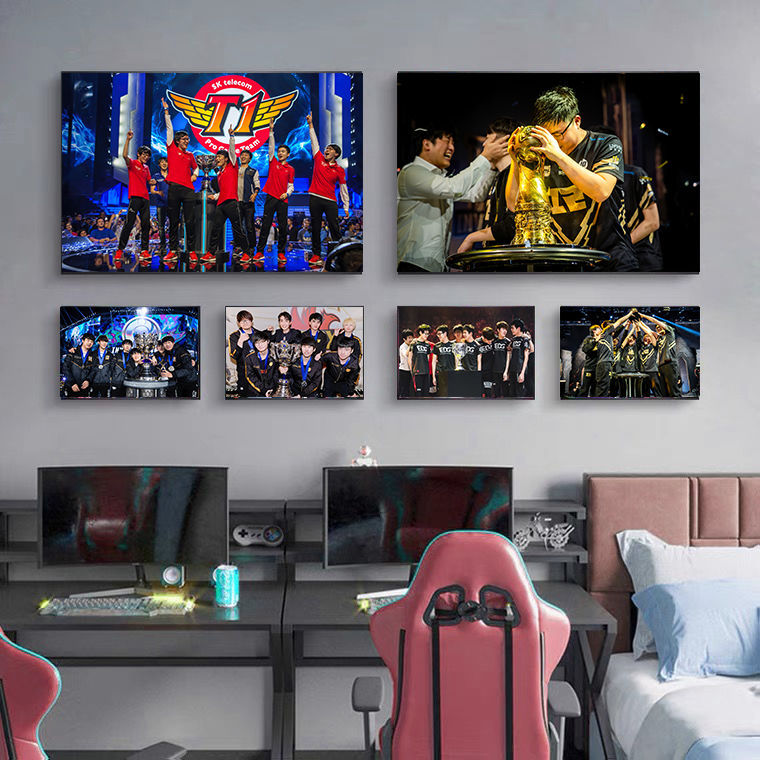 LOL英雄联盟战队夺冠纪念挂画人物电竞房宿舍卧室挂墙装饰画壁画