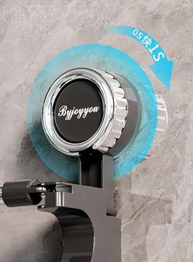 旋转盘毛巾架双杆伸卫缩浴巾架浴置物架吸ADQ生间免打孔室毛巾双