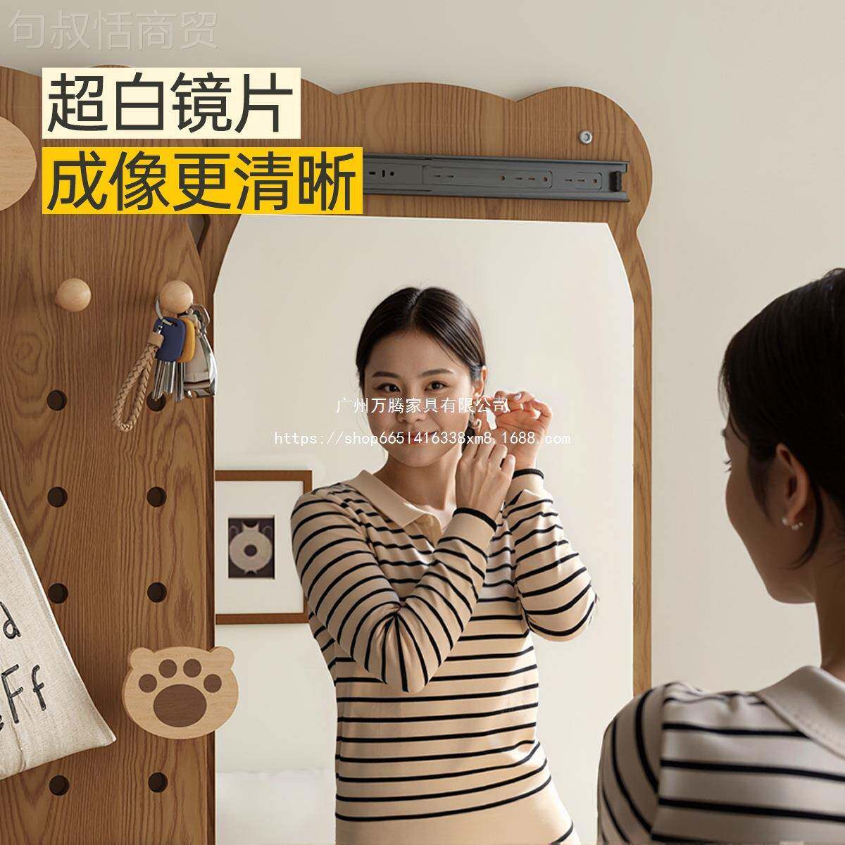 镜万小熊JNG穿衣镜洞洞板隐藏式推拉全腾身家用可关闭壁挂子墙玄