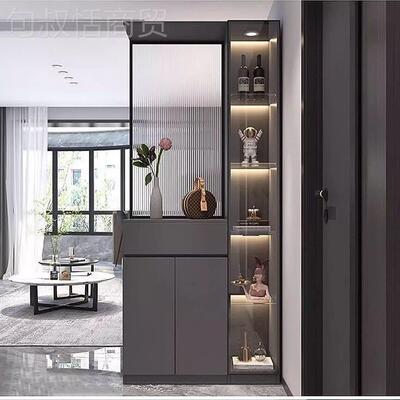 入玄关柜屏风鞋柜酒柜一靠墙体正对门客厅酒户柜玻璃门屏风XME隔