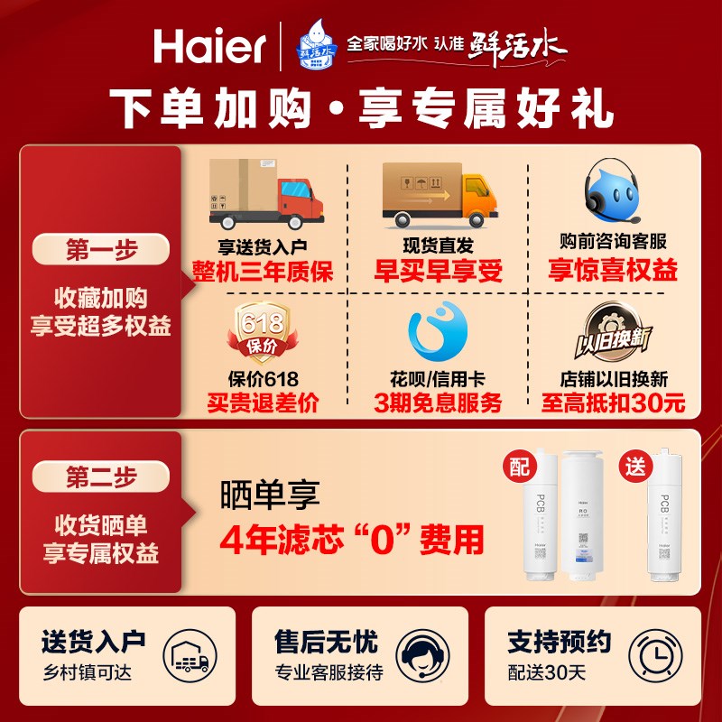 海尔净水器家用厨房RO反渗透净饮机鲜活水PRO1000G触屏版R881