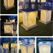 汉白玉雕刻新中式 石灯笼庭院公园室外户造景观太阳能石灯仿古摆件