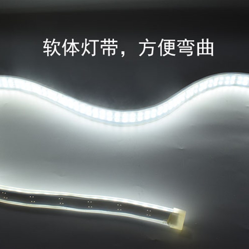 12V双排特亮地摊灯LED贴片灯超亮套E管防水 每米240灯 电瓶软灯条