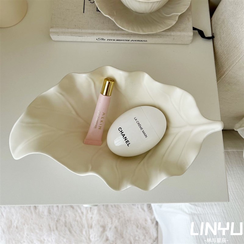 设计师叶子陶瓷果盘高档水果盘客厅家用茶几轻奢下午茶点心盘精致