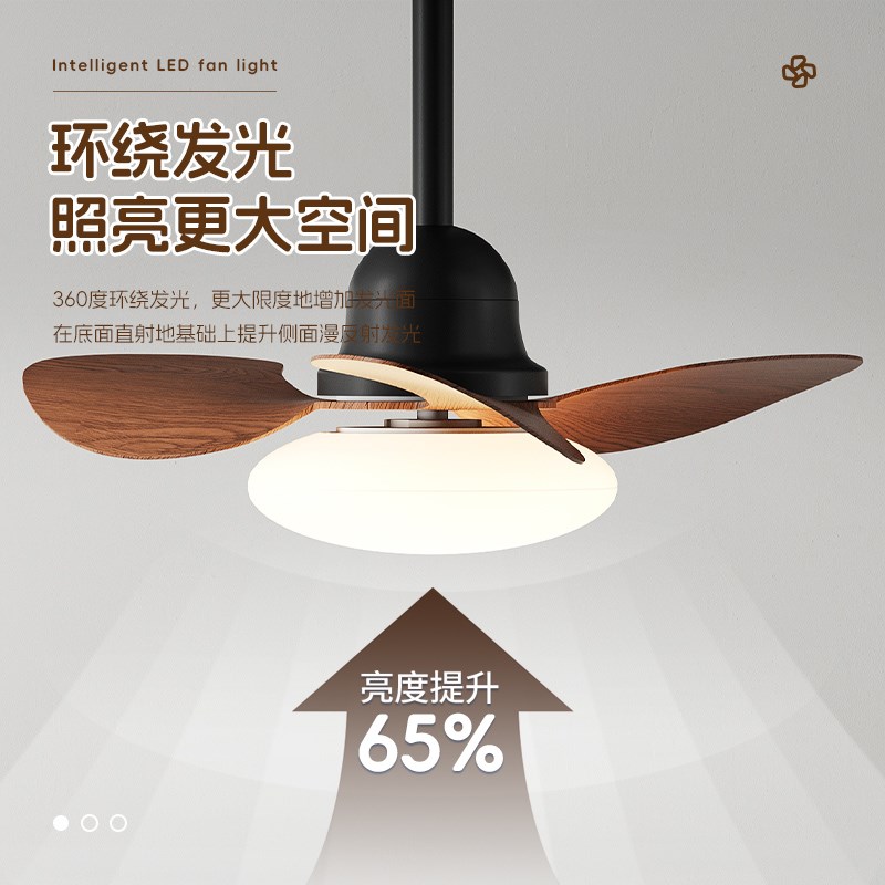 风扇灯卧室灯客厅书房灯餐厅儿童房护眼静音简约法式中古风吊扇灯