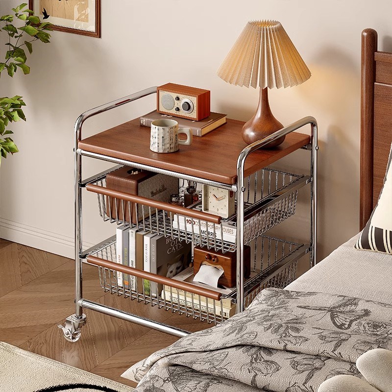 中古小推车置物架边几零食客厅茶几桌子收纳架子床头柜可移动书架