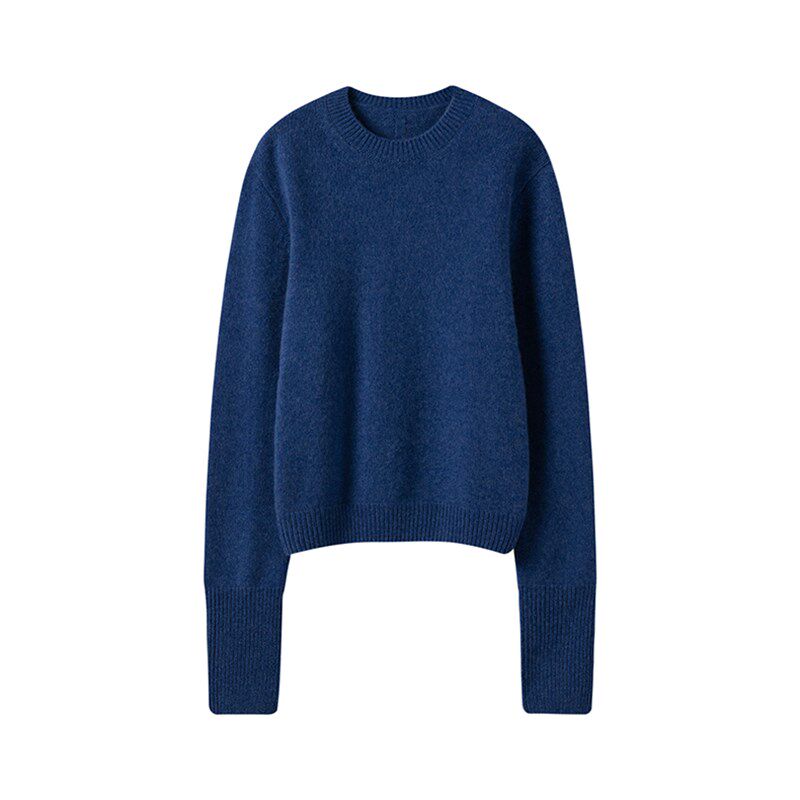 棕色系天花板~100%纯山羊绒毛衣女圆领套头山羊绒衫加厚新款