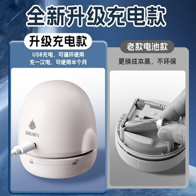 得力桌面吸尘器小学h生用电动大吸力橡皮擦屑吸灰机书桌铅笔灰清