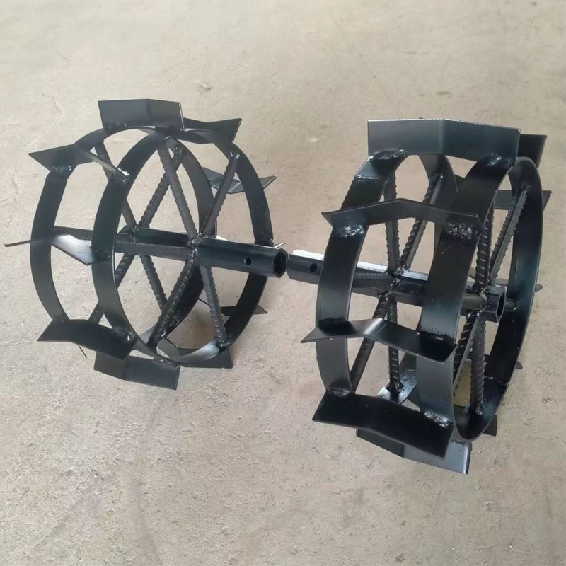 农机微耕机旋耕机爬行防滑铁轮四驱开沟机起垄行X走加厚爬行轮