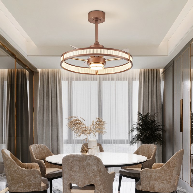 餐厅风扇灯吊扇灯简约现代家用智能卧室房间小客厅电风扇吊灯一体