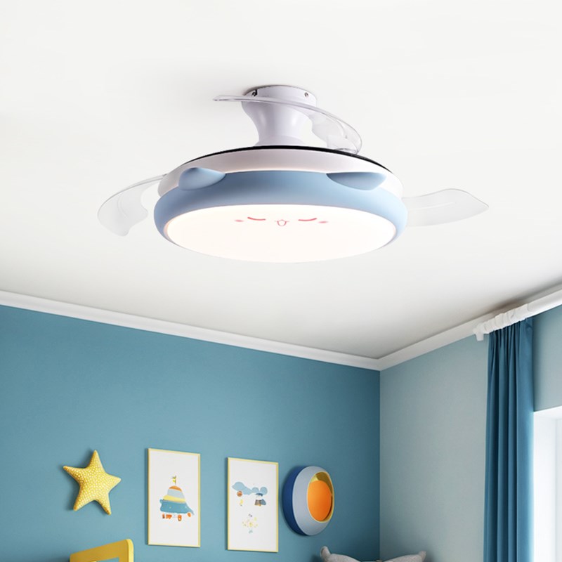 隐形风扇灯吸顶家用房间卧室餐厅个性创意温馨浪漫儿童电风扇吊灯