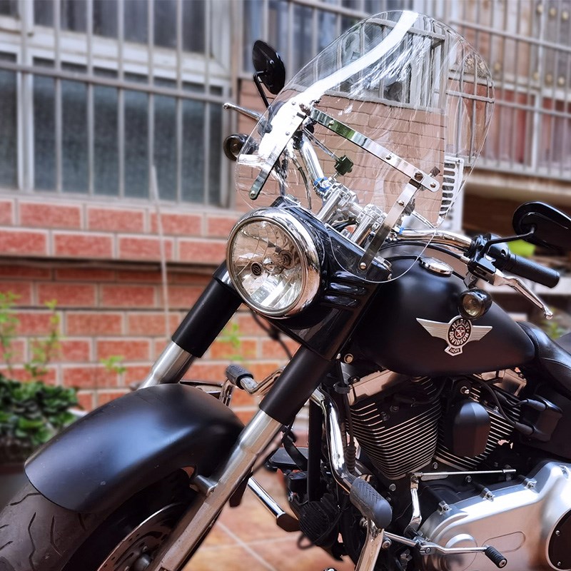 复古太子摩托车挡风玻璃铃木150奔达哈雷250改装风挡圆灯街车风镜