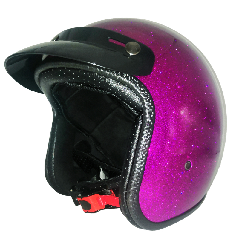 摩托车复古头盔 DOT认证时尚男女个性哈雷机车小盔体糖果紫色半盔