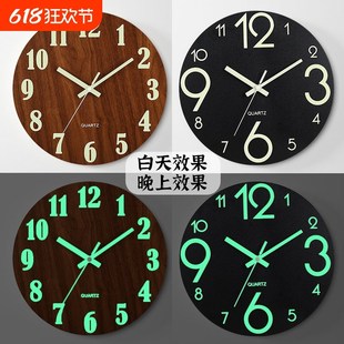 饰挂表2025新款 夜光挂钟客厅家用创意装 简约现代静音石英钟餐厅