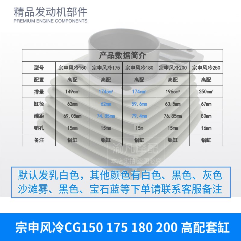 三轮摩托车宗申超霸冰威CG150/175/180/200/250风冷套缸筒活塞环