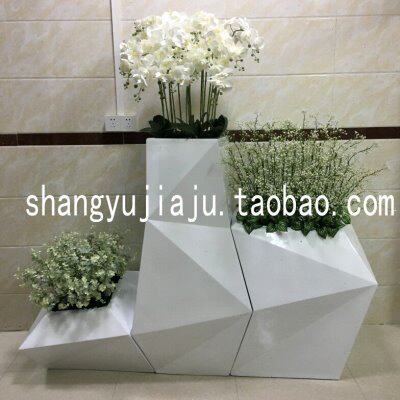 大型连体组合商场几何菱形落地大花瓶花器花插盆摆件酒店会所大堂