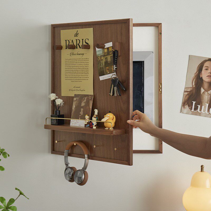 开门式电表箱盒遮挡网红实木挂画轻奢高级感置物架配电闸箱装饰画