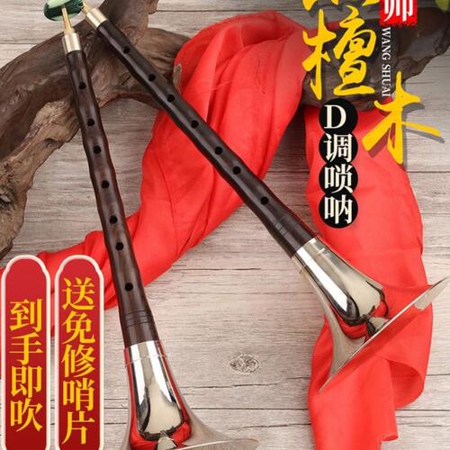 玄鹤黑檀木唢呐乐器全套初学者入门d调演奏专业锁呐红白喜事唢呐