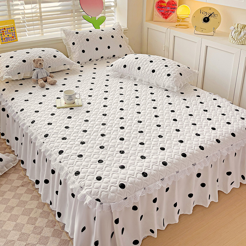 2023新款欧式公主o风床盖单件夹棉绗缝加厚床裙四件套被套四季通